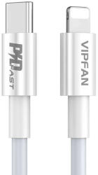 Vipfan USB-C do Lightning Vipfan P01 kábel, 3A, PD, 1m (fehér) (6971952431683)