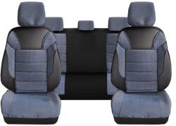 DeluxeBoss Set Huse Scaune Auto pentru Volkswagen Golf 2 - DeluxeBoss Classico, pentru bancheta rabatabila fractionata, 11 piese, albastru-alb