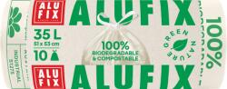 Alufix Saci menajeri biodegradabili 35 L cu snur 10 buc/rola albi (ALUMSZ3510)