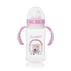 Baby Bruin széles nyakú tanulópohár 300 ml, cseppmentes itatócsőrrel rózsaszín (5504321rozsa)