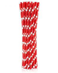 Piros Red Polka Dots papír szívószál 24 db-os (MLG114911)