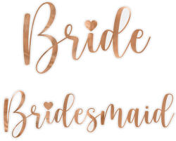 Üvegmatricák ''Bride & Bridesmaid'', rózsaszín arany (1 db / 6 db) (NK3-019R)