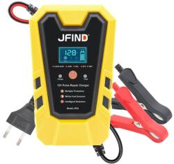 JFIND Incarcator Inteligent pentru Baterie Auto Jfind, 12V, 6A, 90W, Functie Puls de Reparare, Afisaj LCD, Masina, Camion, Motocicleta, Galben/Negru (SKU2847)