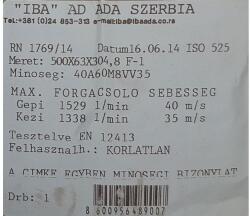 Iba 500x63x304 7A60M8V31 Iba 4510 Iba köszörűkorong (Akciós) 32020757