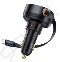 Baseus ENJOYMENT PRO autós töltő Type-C aljzat (60W, PD gyorstöltő 3.0 + Type-C kábel) FEKETE
