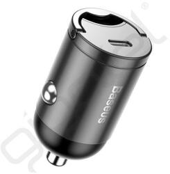 Baseus autós töltő Type-C aljzat (4.30W, PD gyorstöltő 3.0, LED kijelző) SÖTÉTSZÜRKE