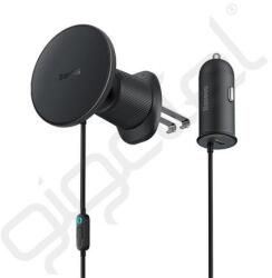 Baseus CW01 autós töltő Type-C aljzat (15W, wireless, MagSafe, 120cm) FEKETE