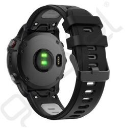 Silverline Pótszíj (egyedi méret, 22mm, szilikon, fekete csat, QuickFit csatlakozás) FEKETE/SZÜRKE