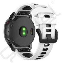 Silverline Pótszíj (egyedi méret, 26mm, szilikon, fekete csat, QuickFit csatlakozás) FEHÉR/FEKETE