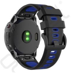 Silverline Pótszíj (egyedi méret, 26mm, szilikon, fekete csat, QuickFit csatlakozás) FEKETE/SÖTÉTKÉK