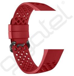 DEVIA DELUXE SPORT MESH pótszíj (egyedi méret, szilikon, állítható, lyukacsos, légáteresztő, S méret) PIROS