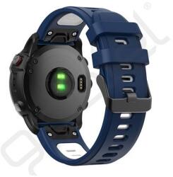 Silverline Pótszíj (egyedi méret, 22mm, szilikon, fekete csat, QuickFit csatlakozás) SÖTÉTKÉK/FEHÉR
