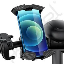 Awei X47 kerékpáros telefontartó (kormányra rögzíthető, 360°, karbon minta, 4.7 - 6.7" méret) FEKETE