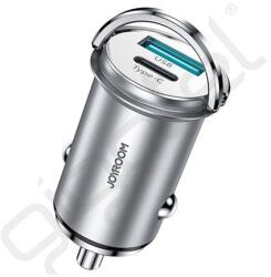 JOYROOM autós töltő USB+Type-C aljzat (20W, PD gyorstöltő 3.0) EZÜST