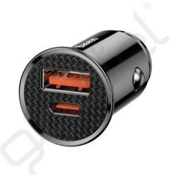 Baseus CIRCULAR autós töltő USB+Type-C aljzat (30W, PD gyorstöltő 4.0) FEKETE - extratelgsm
