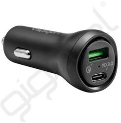 Spigen STEADIBOOST F31QC autós töltő USB+Type-C aljzat (48W, PD gyorstöltő 3.0) FEKETE