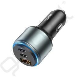 hoco. NZ9 autós töltő USB+2 Type-C aljzat (95W, PD gyorstöltő) FEKETE