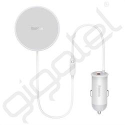 Baseus CW01 autós töltő USB aljzat (40W, wireless, MagSafe, 120cm) FEHÉR