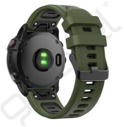 Silverline Pótszíj (egyedi méret, 22mm, szilikon, fekete csat, QuickFit csatlakozás) SÖTÉTZÖLD/FEKETE