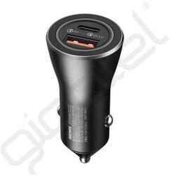 REMAX ZHITU autós töltő USB+Type-C aljzat (36W, PD gyorstöltő 3.0) FEKETE