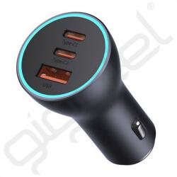 Baseus GOLDEN CONTACTOR PRO autós töltő USB+2 Type-C aljzat (65W, PD gyorstöltő) SZÜRKE