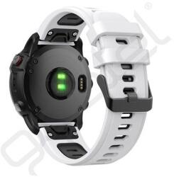 Silverline Pótszíj (egyedi méret, 22mm, szilikon, fekete csat, QuickFit csatlakozás) FEHÉR/FEKETE
