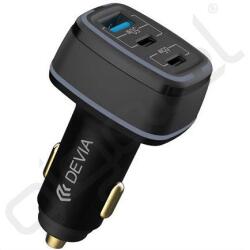 DEVIA SMART autós töltő USB+2 Type-C aljzat (115W, PD gyorstöltő, LED fény) FEKETE