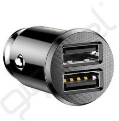 Baseus GRAIN autós töltő 2 USB aljzat (15W, túlfeszültség elleni védelem) FEKETE - extratelgsm