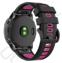 Silverline Pótszíj (egyedi méret, 20mm, szilikon, fekete csat, QuickFit csatlakozás) FEKETE/RÓZSASZÍN