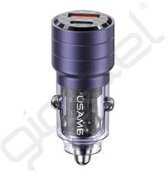USAMS C36 autós töltő USB+Type-C aljzat (95W, PD gyorstöltő) LILA