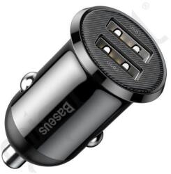 Baseus GRAIN PRO autós töltő 2 USB aljzat (24W, gyorstöltő) FEKETE