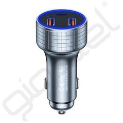 REMAX autós töltő 2 USB+Type-C aljzat (83W, gyorstöltő) EZÜST