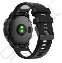 Silverline Pótszíj (egyedi méret, 22mm, szilikon, fekete csat, QuickFit csatlakozás) FEKETE/FEHÉR