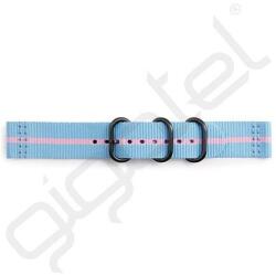 Designed for samsung pótszíj (univerzális, 22mm, prémium textil, állítható, csíkos) VILÁGOSKÉK/RÓZSASZÍN