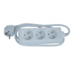 Cablu de retea prelungitor 230V, CEE7 (priza) - priza 3x, 2m, omologat VDE, alb