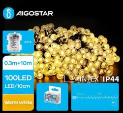Aigostar - LED външна гирлянда 100xLED/3xAA/8 функции 10, 3 m IP44 топло бяло (AI1149)