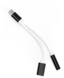 USB Type-C port elosztó 3.5 mm JACK audio/USB-C port fekete adapter