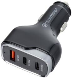 Autós töltő USB-A + 2x Type C PD QC3.0 3A 138W CC53-2C1A fekete