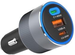 Forcell F-ENERGY Alu autós töltő 2 x Type C + USB A PD QC4.0 SFC2.0 3A 85W szürke - smartdiszkont