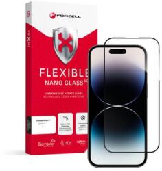 Forcell iPhone 14 Pro Max/15 Plus Forcell Flexible 5D Full Glue hibrid kijelzővédő üvegfólia fekete