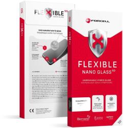 Forcell iPhone 15 Pro Forcell Flexible Nano Glass 5D kijelzővédő üvegfólia fekete kerettel + felhelyezést segítő keret