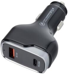 Autós töltő USB A + Type C PD QC3.0 3A 83W CC53-1A1C fekete