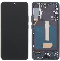 Samsung S906B Galaxy S22+ 5G EU verzió előlap keret, lcd kijelző és érintőpanel, fekete (Incell, TFT)