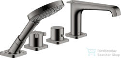 Hansgrohe AXOR Citterio E 4 üléses termosztátos kádtöltő csaptelep zuhanyszettel, polírozott fekete króm 36410330 (36410330)