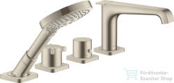 Hansgrohe AXOR Citterio E 4 üléses termosztátos kádtöltő csaptelep zuhanyszettel, szálcsiszolt nikkel 36410820 (36410820)