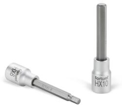 Fortum bitdugófej, imbusz, 1/2", hosszú, 61CrV5/S2, mattkróm; 10mm (HX10), 100mm (4700630) - aszivattyus