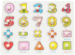  Fogantyús fa puzzle, fogós puzzle, kirakó 30x23 cm - Számok Nr1