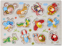  Fogantyús fa puzzle, fogós puzzle, kirakó 30x23 cm - Bogarak és rovarok Nr1