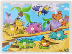  Fogantyús fa puzzle, fogós puzzle, kirakó 30x23 cm - Dínók Nr1