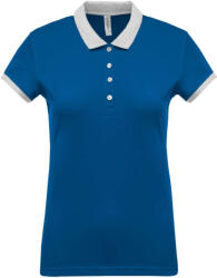 Kariban Női galléros piké póló, kontrasztos passzékkal, Kariban KA259, Light Royal Blue/Oxford Grey-M (ka259lro-oxg-m)